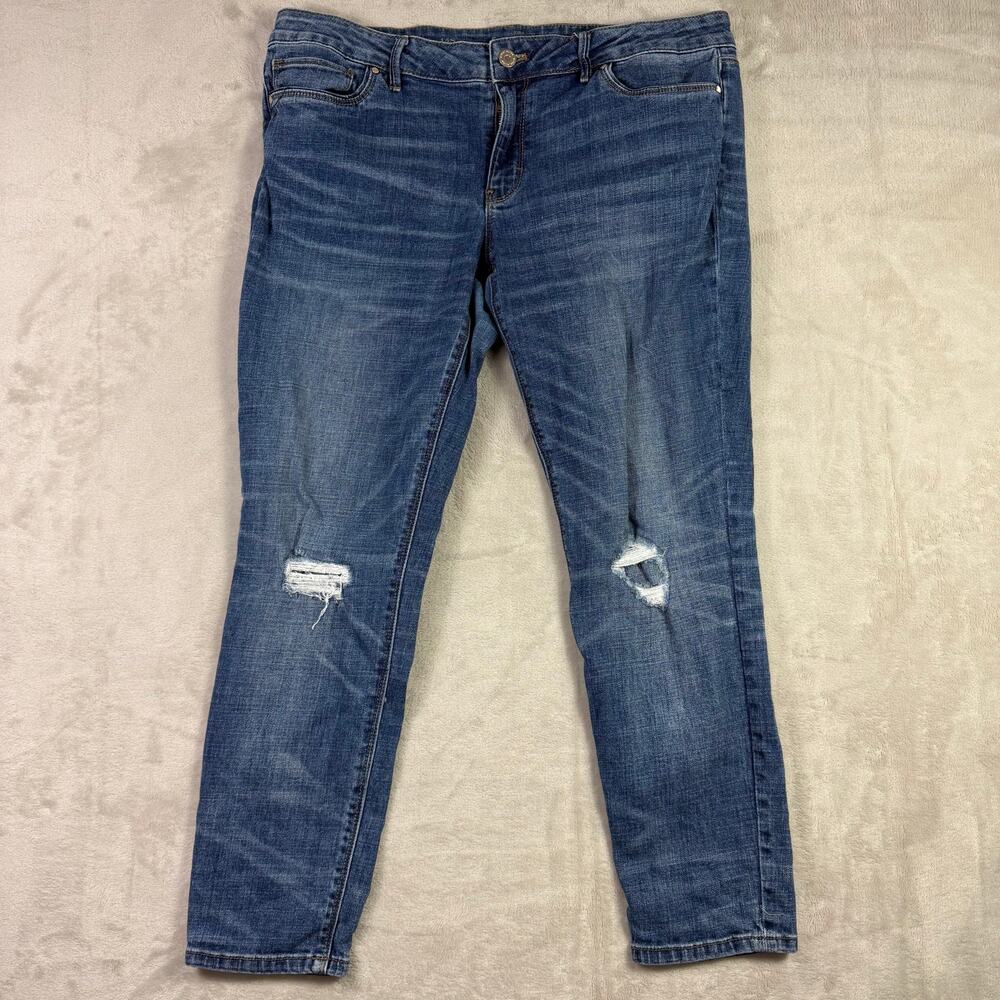 WHBM The Skinny Dark Wash Jeans Women’s Size 14 Short Denim Pants